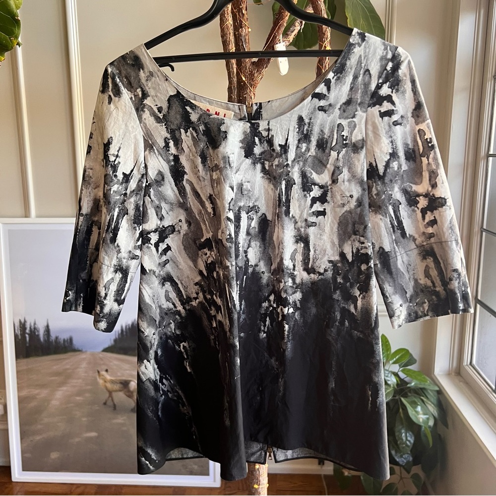 Marni Grey + Black Blouse Sz 38/2